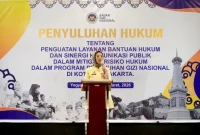 Kepala Biro Hukum dan Hubungan Masyarakat BGN, Khairul Hidayati, dalam
penyuluhan hukum dan penguatan strategi komunikasi publik yang digelar secara hybrid di Yogyakarta selama tiga hari (28-30 Maret 2026), kegiatan ini untuk meningkatkan kesiapan pelaksana dalam menghadapi potensi risiko hukum sekaligus dinamika isu publik di lapangan.