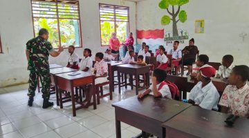 Bentengi Generasi Muda dari Bahaya Narkoba, Satgas TMMD ke-128 Kodim 1801/Manokwari Berikan Penyuluhan di SD Inpres 62 Asai