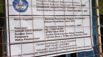 Proyek Revitalisasi SMP Islam Ciherang Sukabumi Senilai Rp1,5 Miliar , Ditemukan Besi Berkarat Bekas dan Kondisi Lapangan Memprihatinkan