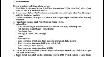 Disnaker Meranti Nilai Syarat Rekrutmen BRK Syariah Berpotensi Diskriminatif, Soroti Batas Tinggi Badan dan  Status